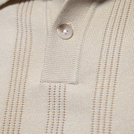 Herren Kurzarm Polo-Shirt mit strukturiertem Streifenmuster EB