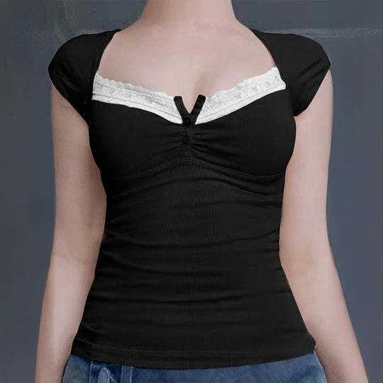 Damen Ripp-Trägershirt mit setzen Spitze EB