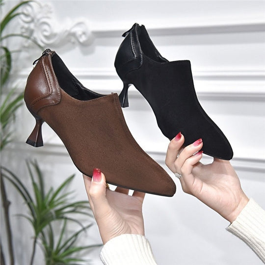Damen spitze Slipper mit elegantem Absatz EB