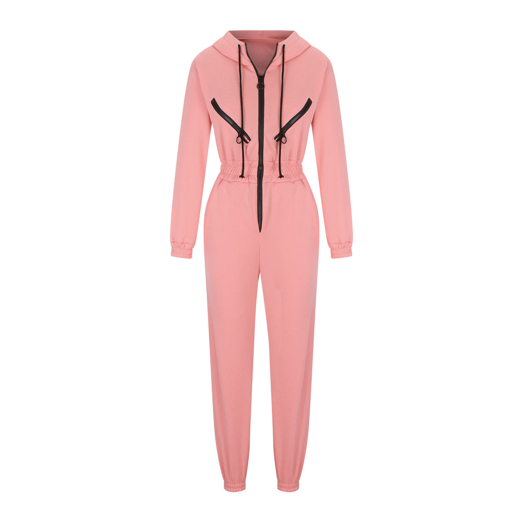 Damen nan kurzes Halbzip-Loungewear-Set mit elastischem Taillenbund und oversized Schnitt EB