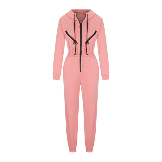Damen nan kurzes Halbzip-Loungewear-Set mit elastischem Taillenbund und oversized Schnitt EB