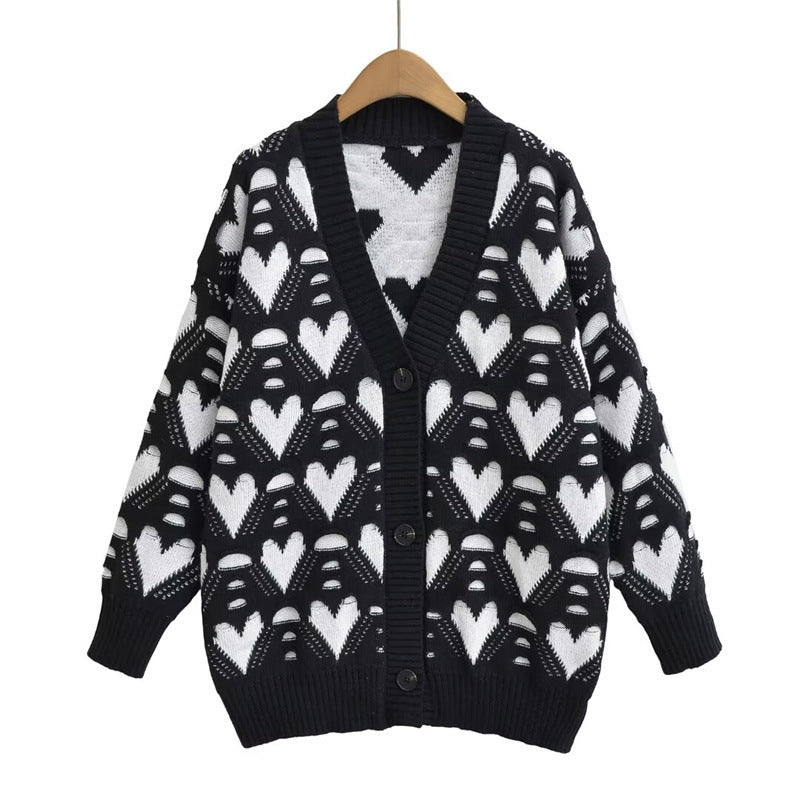 Damen Strickjacke mit Herzenmuster EB
