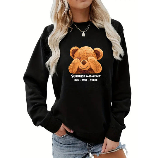 Damen Freizeitpullover mit süßem Bärenmotiv EB