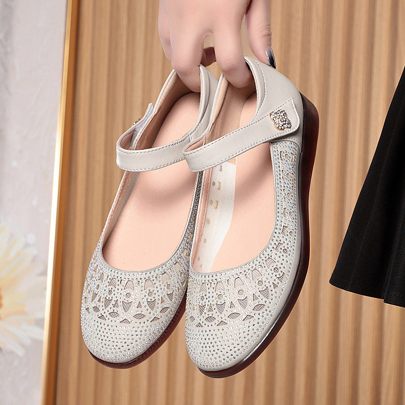 Damen Ballerinas mit dekorativem Riemchen und Strassverzierungen EB