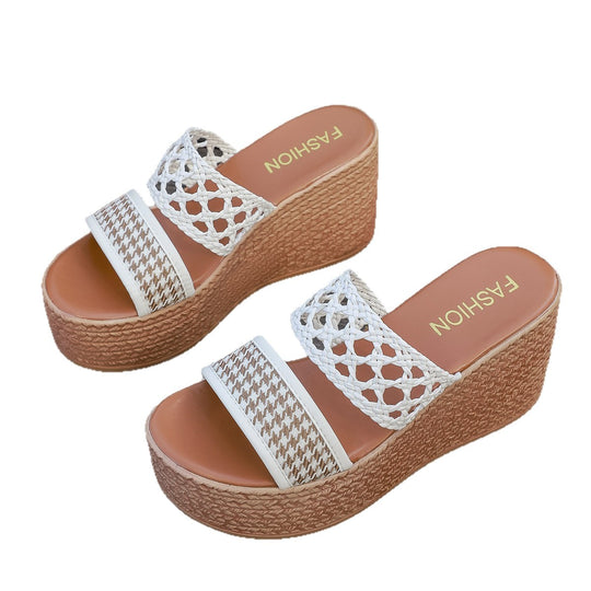 Damen Wedge-Sandalen mit geflochtenem Riemen und rutschfester Sohle EB