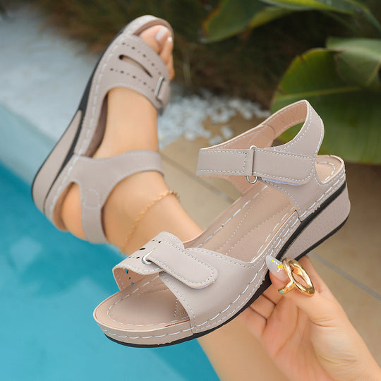 Damen komfortable Wedge-Sandalen mit verstellbarem Riemendesign EB