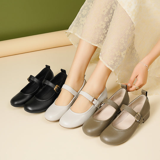 Damen Mary Jane Ballerinas mit rutschfester Sohle und verstellbarem Riemen EB