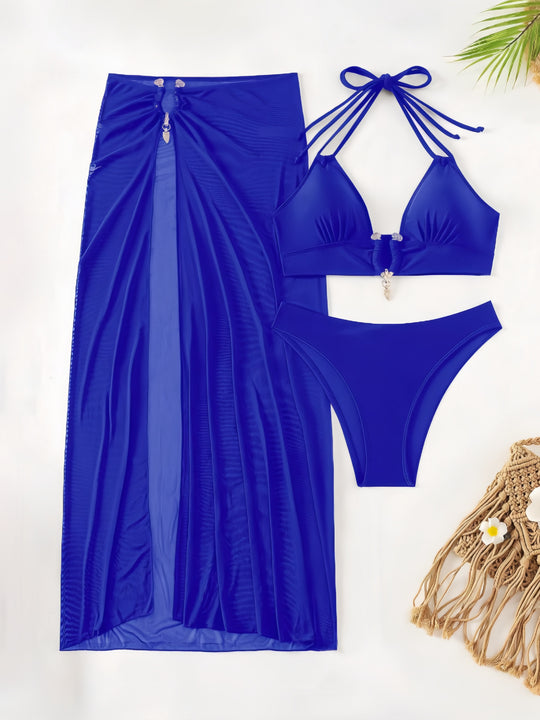 Damen Bikiniset mit transparentem Maxirock EB