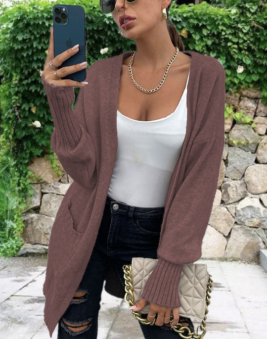 Damen Strickcardigan mit legerem Schnitt und tiefen Taschen EB