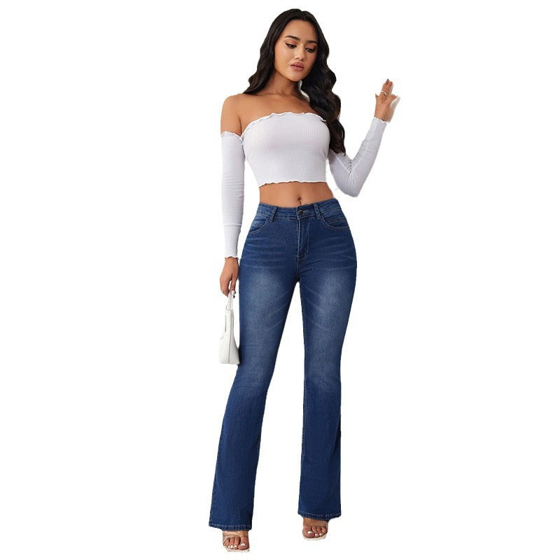 Damen Flared Jeans mit hohem Bund und bequemer Passform EB