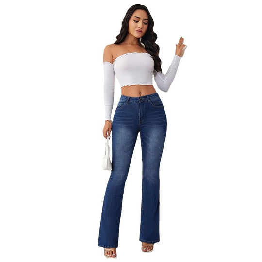 Damen Flared Jeans mit hohem Bund und bequemer Passform EB