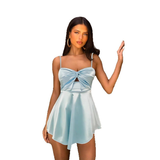 Damen Sommerliches Kleid mit raffinierter Drapierung und verstellbaren Trägern EB