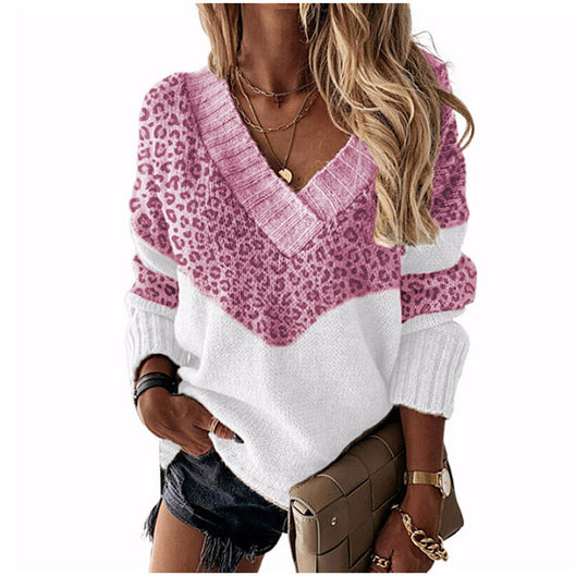Damen nan V-Ausschnitt Strickpullover mit Chevron-Muster und Oversize-Schnitt EB