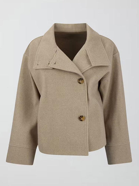Damen modische Wolljacke mit strukturiertem Kragen und elegantem Schnitt EB