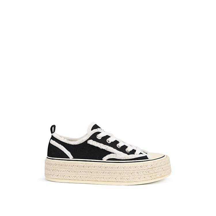 Damen modische Plateausneaker aus hochwertigem Canvas mit komfortabler Sohle EB
