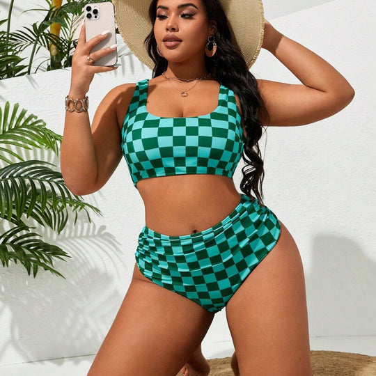 Damen Bikini-Set mit modischem Karomuster EB