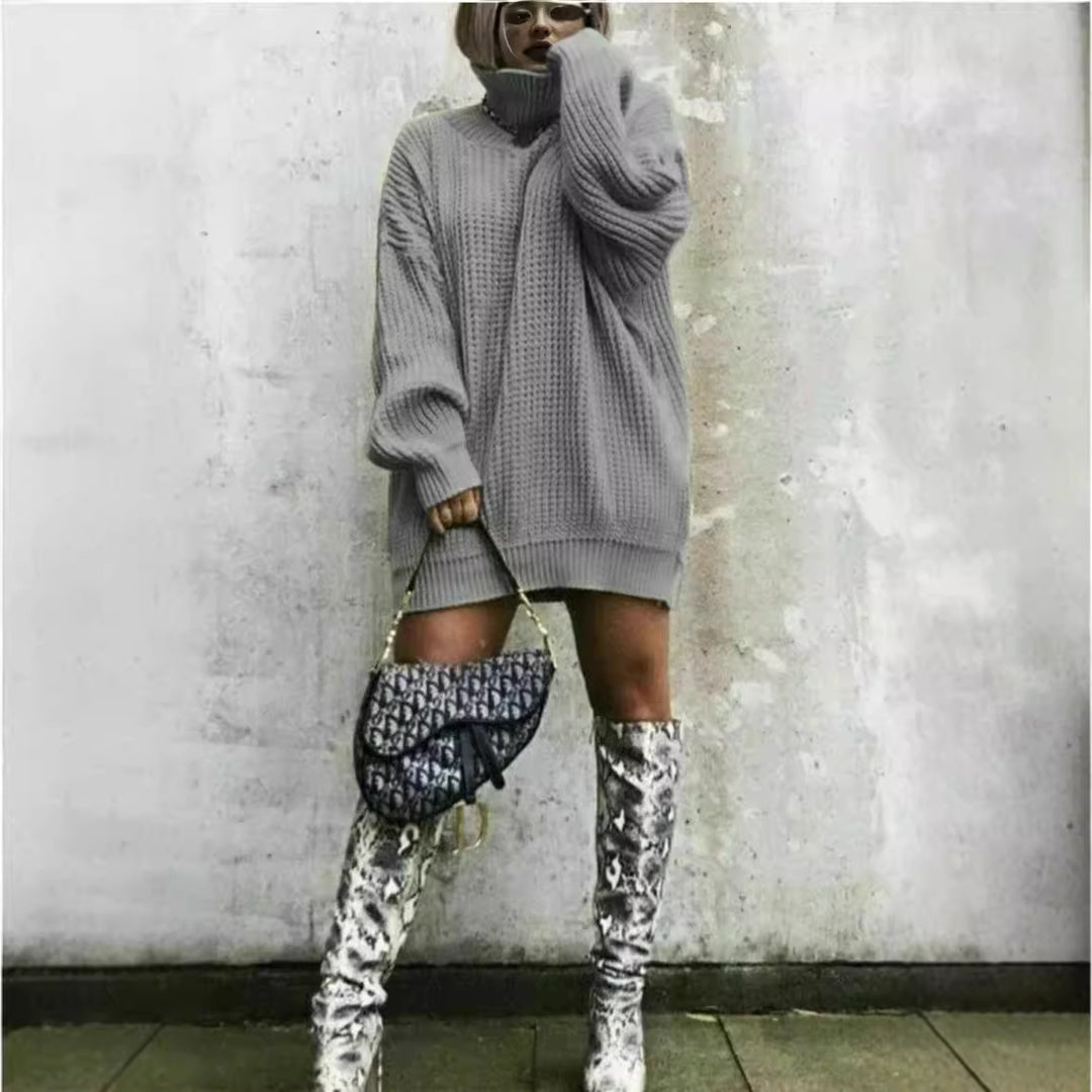 Damen Oversized Strickpullover im modernen Waffelmuster EB