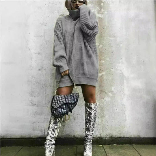 Damen Oversized Strickpullover im modernen Waffelmuster EB