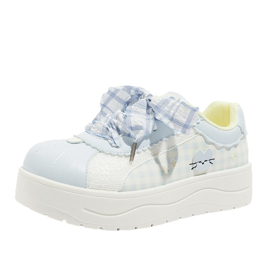 Damen Sneakers mit niedlichem Karo-Muster und verspielten Rüschen von EB