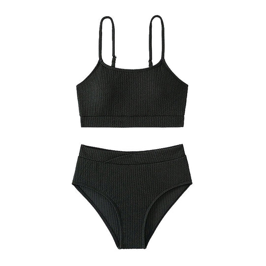 Damen Cropped Top und hochgeschnittene Bikinihose EB