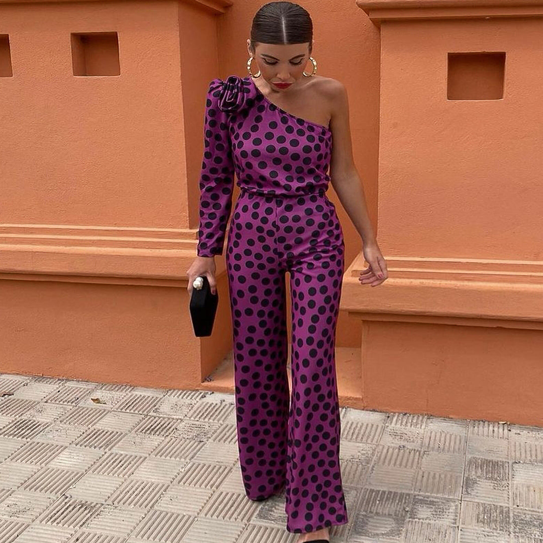 Damen Einseitiger Jumpsuit mit Blumendekor EB