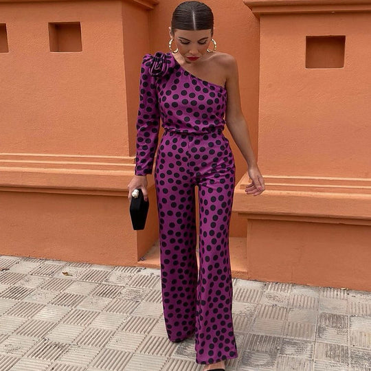 Damen Einseitiger Jumpsuit mit Blumendekor EB