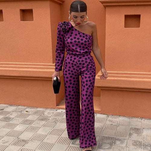 Damen Einseitiger Jumpsuit mit Blumendekor EB
