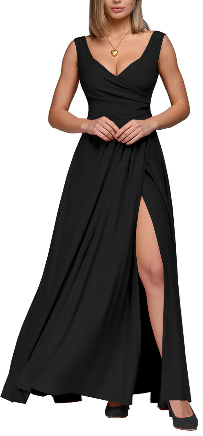 Damen Maxikleid mit elegantem Wickeldesign und seitlichem Schlitz EB