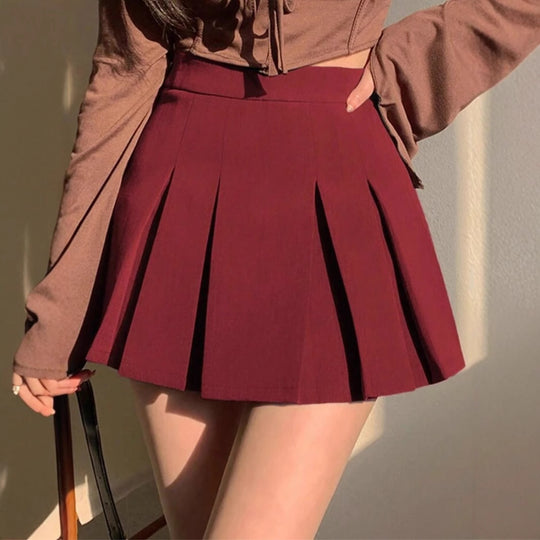 Damen Plissierter Minirock mit hohem Bund und eleganter Faltenstruktur EB