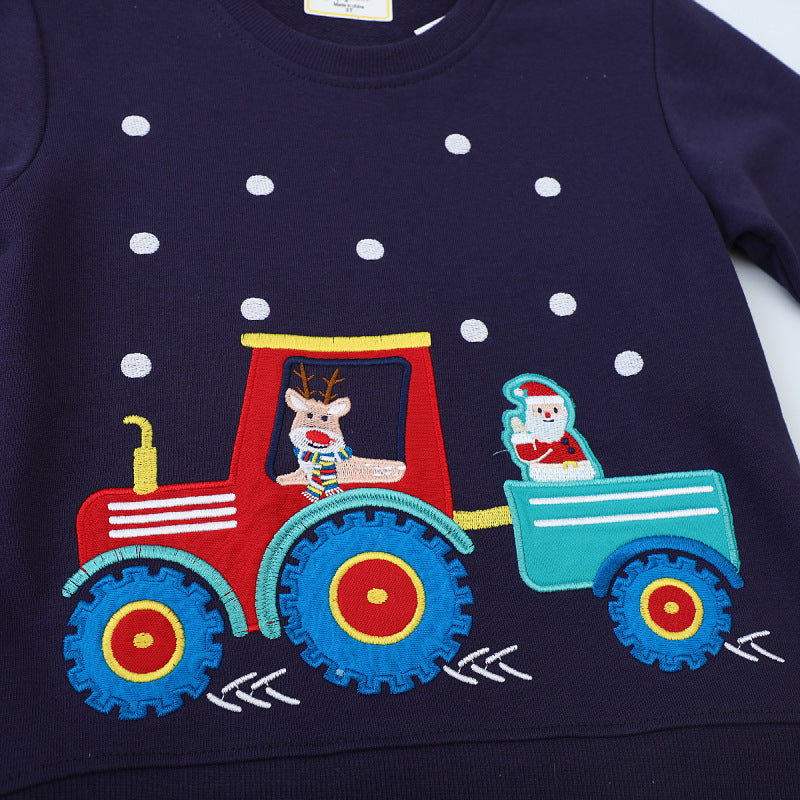 Jungen Sweatshirt mit lustigem Traktor-Design und festlicher Applikation EB
