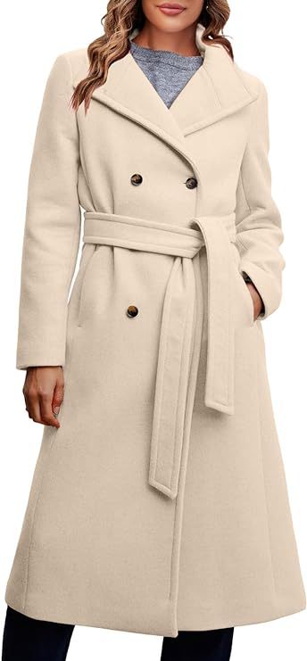 Damen Eleganter doppelreiher Mantel mit Gürteldetail EB