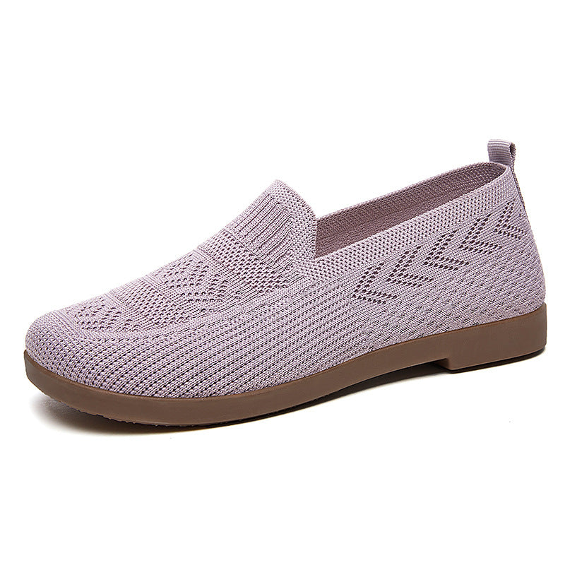Damen Komfortable Strick-Slipper mit elastischem Einstieg und rutschfester Sohle EB