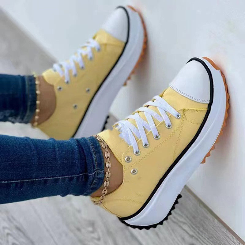 Damen nan Plateau-Canvas-Sneaker mit profilierter Gummilaufsohle und verstärkter Zehenkappe EB