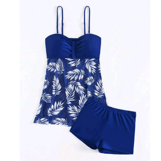 Damen Tankini-Set mit floralem Design und sportlichen Shorts EB