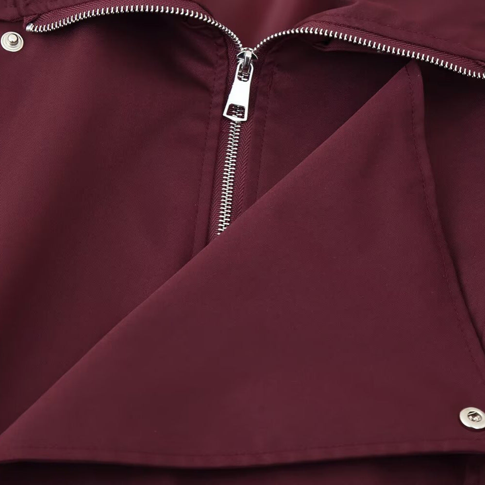 Damen lässige Übergangsjacke mit hohem Kragen und verstellbarem Kordelzug EB