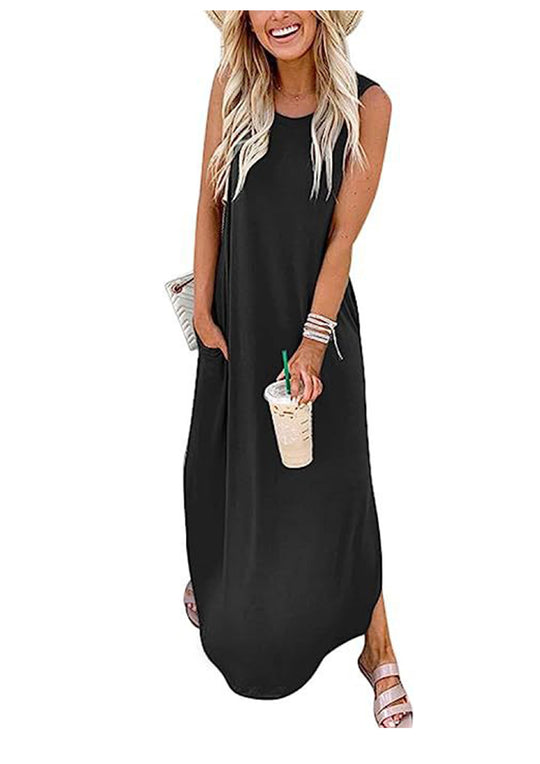 Damen Maxikleid mit lässigem Schnitt und praktischen Taschen EB