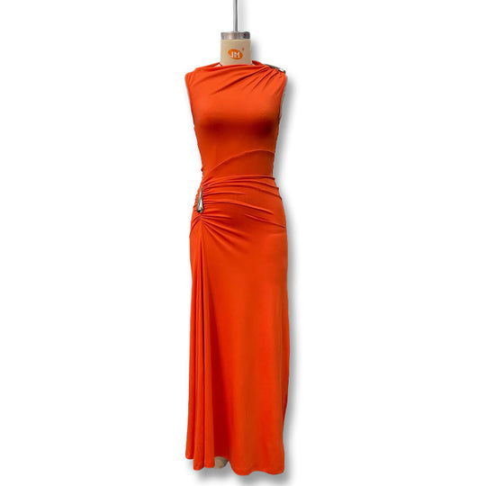 Damen Maxikleid mit raffiniertem Wickeldetail und figurbetontem Schnitt EB