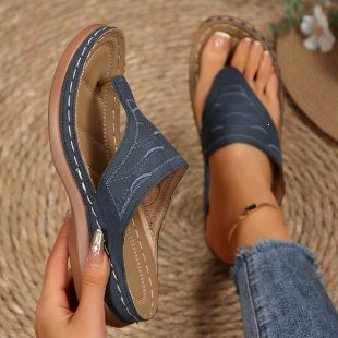 Damen Komfortable Zehentrenner-Sandalen mit anatomischem Fußbett EB
