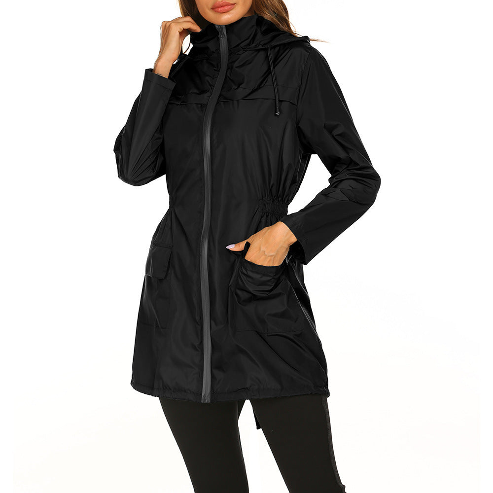 Damen Outdoor-Jacke mit verstellbarer Kapuze und elastischem Bund EB