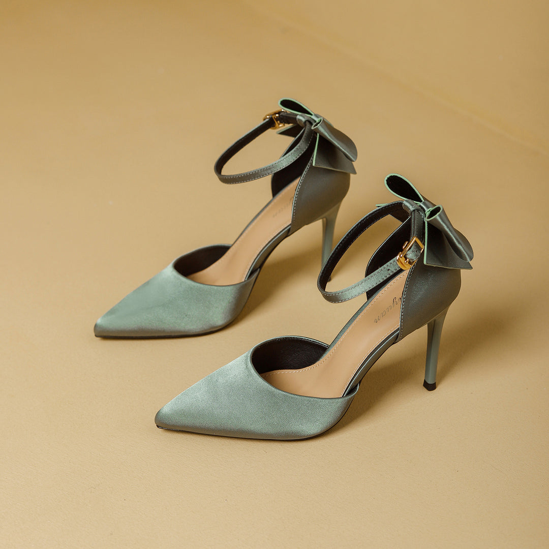 Damen schicke High Heels mit dekorativem Schleifenverschluss EB