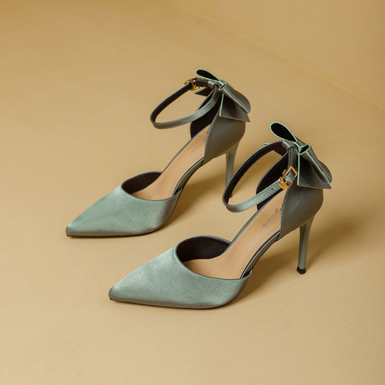 Damen schicke High Heels mit dekorativem Schleifenverschluss EB