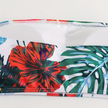 Damen Bandeau-Bikini-Set mit tropischem Blumendesign EB
