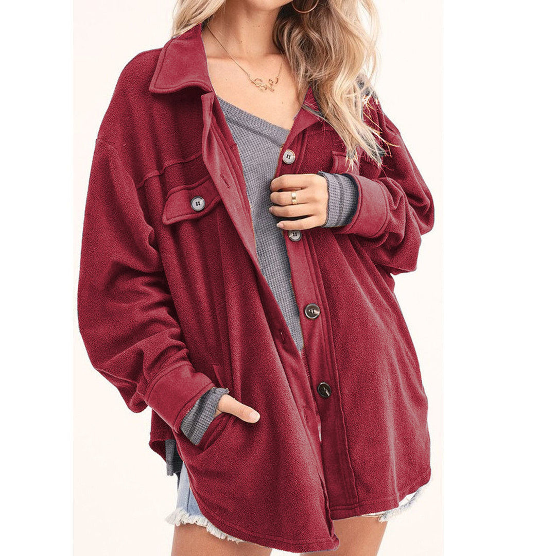 Damen lässige Overshirtjacke aus weichem Fleece EB