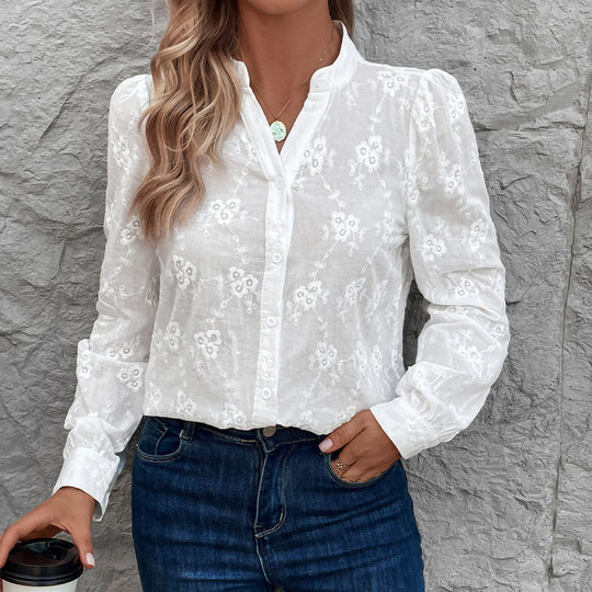 Damen Bluse mit floralem Stickdesign EB