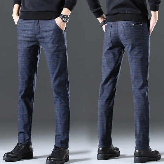 Herren moderne Chinohose mit elastischem Bund und seitlichen Taschen EB