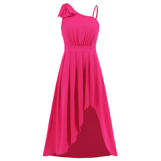 Damen Maxi-Kleid mit asymmetrischem Saum und schicker Schulterbindung EB