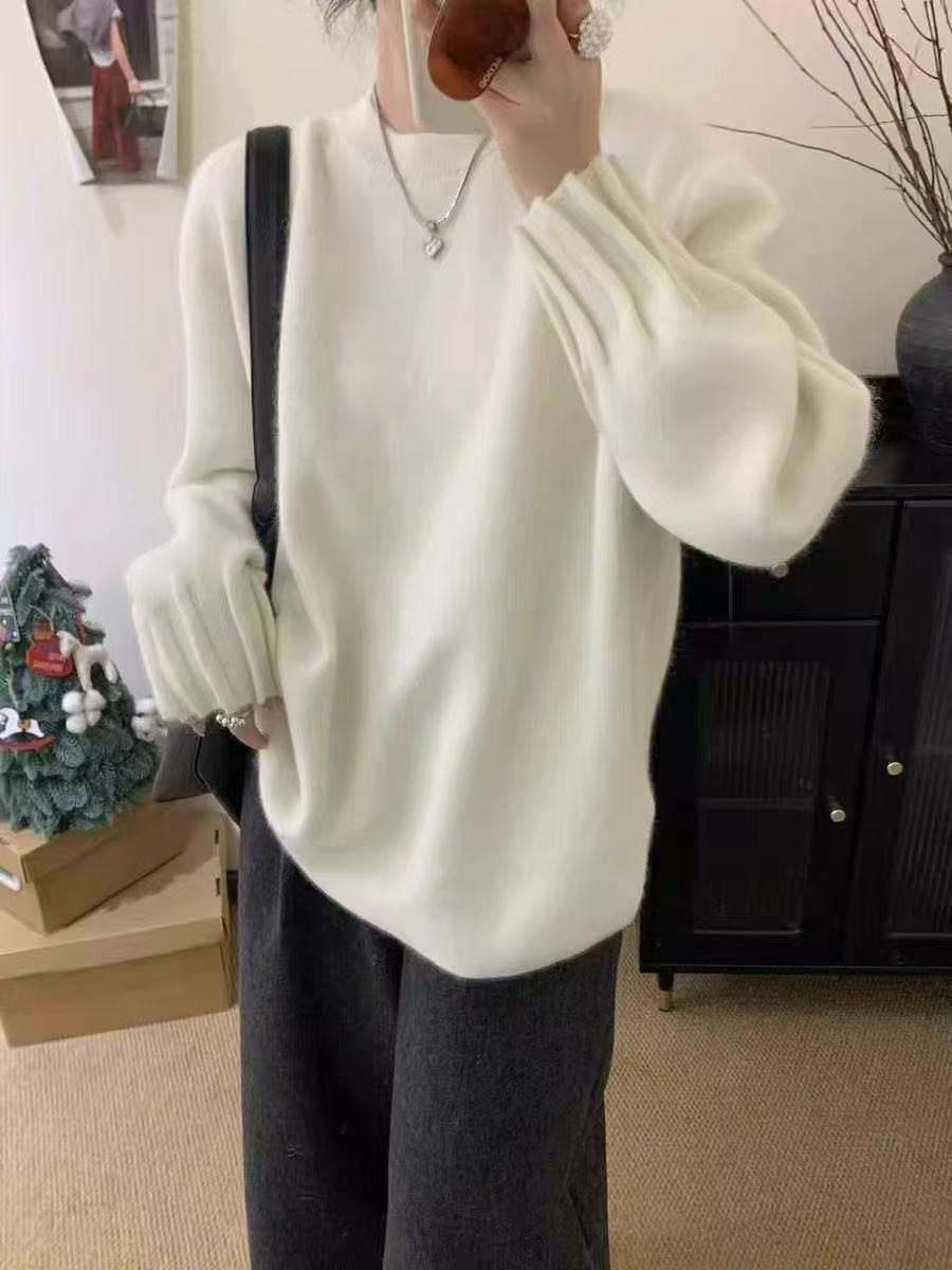 Damen Pflegeleichter, gemütlicher Pullover mit Volantärmeln EB