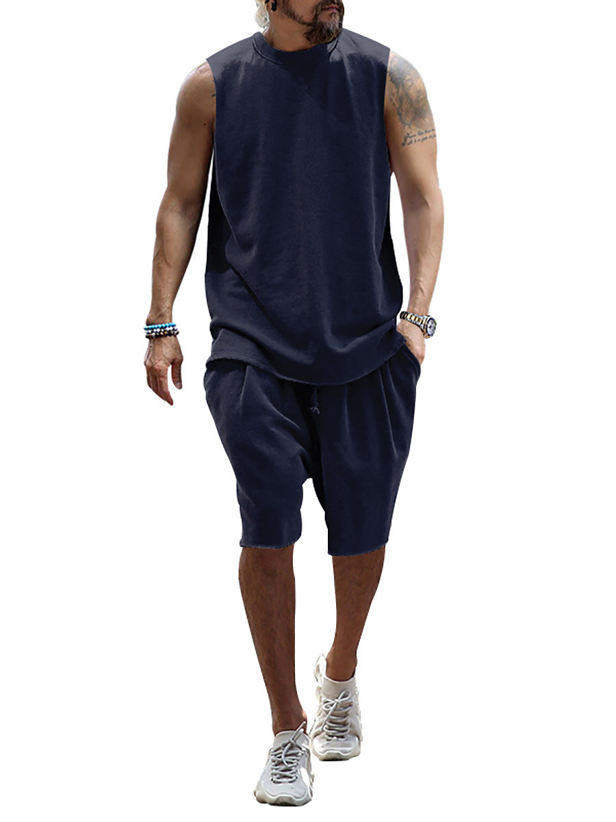 Herren sportliches Tanktop und Shorts-Set aus hochwertigem Baumwollmix EB