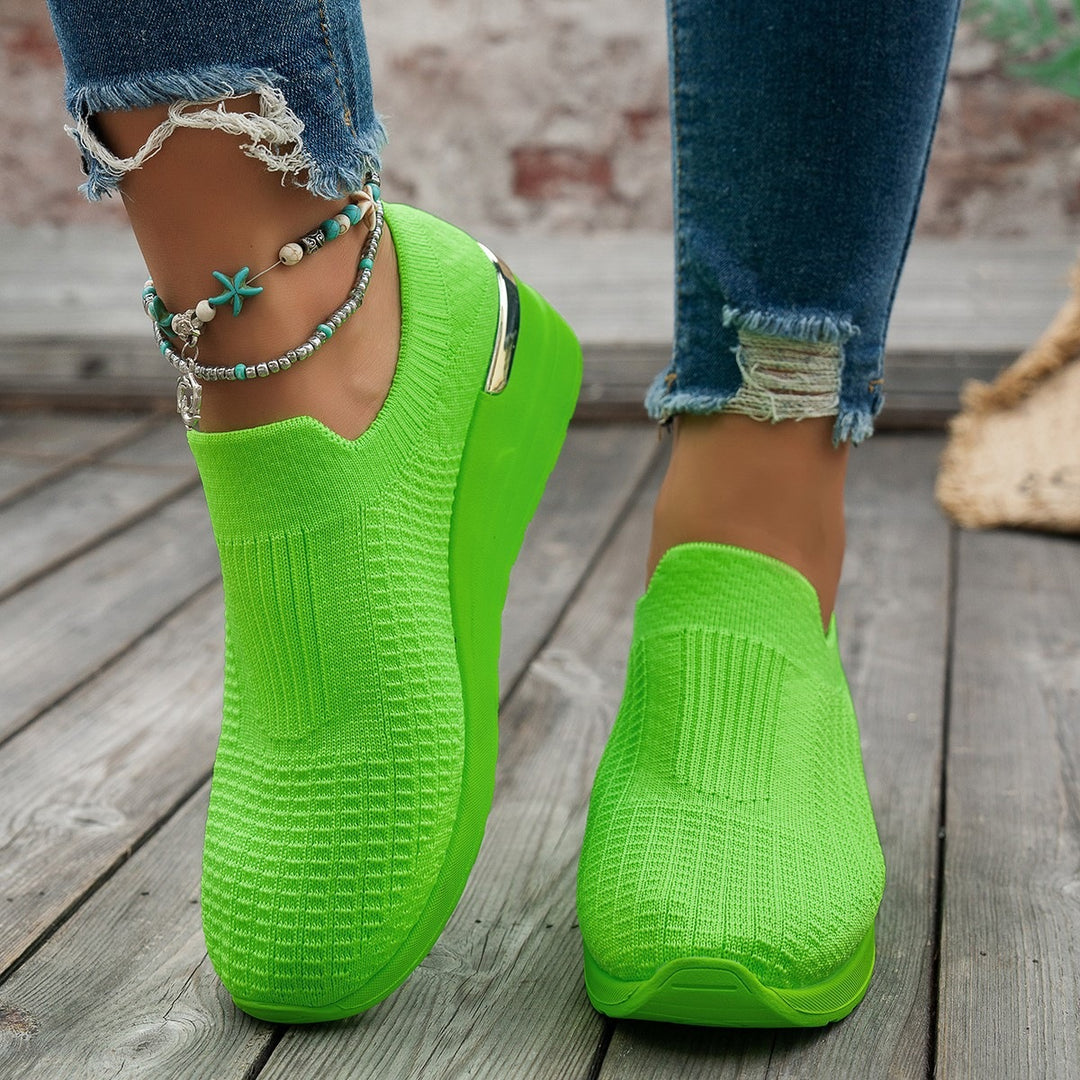 Damen Komfortable Wedge-Sneaker mit elastischem Obermaterial EB