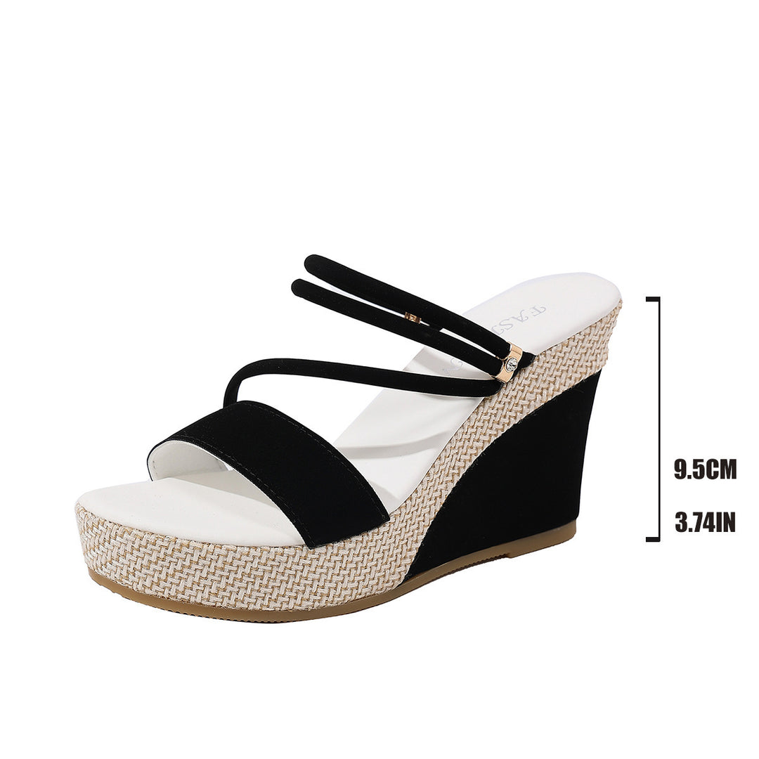 Damen Wedge-Pantoletten mit geflochtenem Riemendesign und komfortablem Fußbett EB